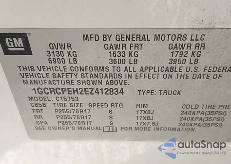 2014 Chevrolet Silverado 1500 Work Truck 2Wt z USA, uszkodzony, nr VIN 1GCRCPEH2EZ412834